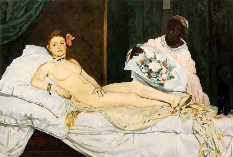 Olimpia (Pintura Impresionista, último 1/3 del siglo XIX) de Édouard Manet 
